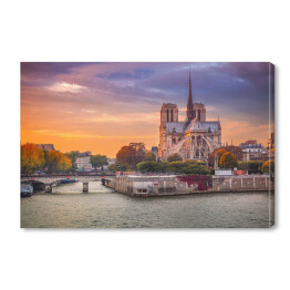 Obraz na płótnie Francja z katedrą Notre Dame podczas zmierzchu