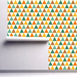 Tapeta w rolce Kolorowe trójkąty - retro wzór