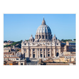 Plakat samoprzylepny Papieska Bazylika Świętego Piotra i plac w Watykanie w słoneczny dzień