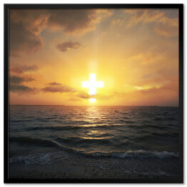 Plakat w ramie Zachód słońca nad morzem