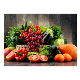 Plakat Kompozycja z różnorodnych świeżych warzyw i owoców