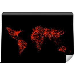 Fototapeta winylowa zmywalna Mapa świata z czarwonych kropek na czarnym tle