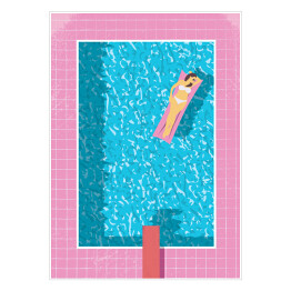 Plakat Kobieta w bikini w basenie - ilustracja