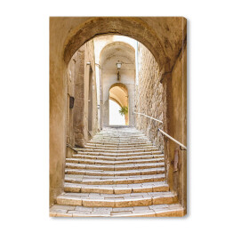 Obraz na płótnie Stare kamienne schody i łuk we włoskiej wiosce