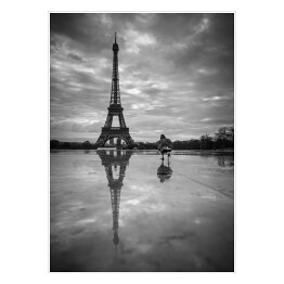 Plakat Spacer po Paryżu. Widok na Wieżę Eiffla z Trocadero