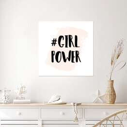 Plakat samoprzylepny "Siła dziewczyn" - typografia z czarnym napisem