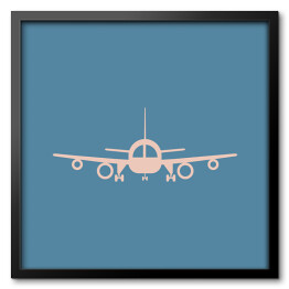 Obraz w ramie Rysunek samolotu pasażerskiego na niebieskim tle