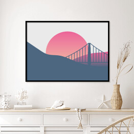 Plakat w ramie San Francisco - zachód słońca - ilustracja