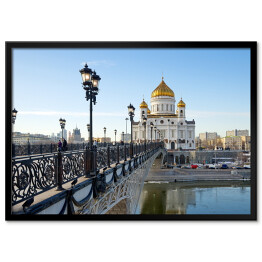 Plakat w ramie Widok na katedrę w Moskwie od strony mostu