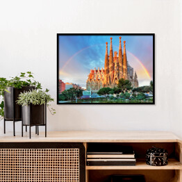 Plakat w ramie Kościół Sagrada Familia w Barcelonie, Hiszpania