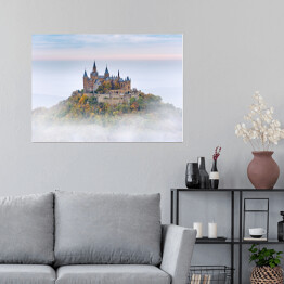 Plakat Niemiecki zamek Hohenzollern nad chmurami
