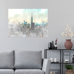 Plakat samoprzylepny Panorama nowoczesnego miasta