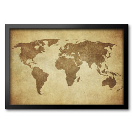Obraz w ramie Mapa świata w odcieniach beżu w stylu vintage