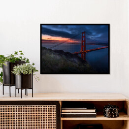 Plakat w ramie Wschód słońca przy Golden Gate