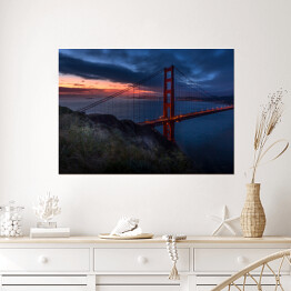 Plakat samoprzylepny Wschód słońca przy Golden Gate