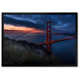 Plakat w ramie Wschód słońca przy Golden Gate