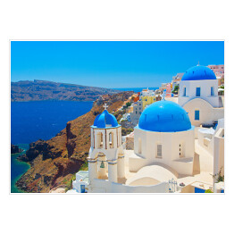 Plakat samoprzylepny Piękna panorama Santorini, Grecja