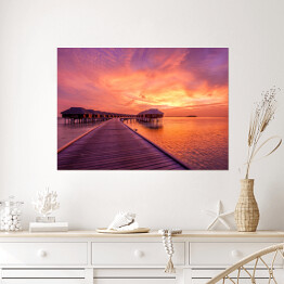 Plakat samoprzylepny Zachód słońca na plaży - Malediwy