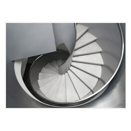 Plakat Popielato białe spiralne schody