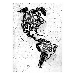 Plakat Mapa Ameryki w stylu vintage czarno biała