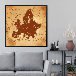 Obraz w ramie Mapa Europy w stylu vintage w odcieniach beżu