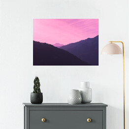 Plakat Różowe niebo nad kolorowymi warstwami gór Sierra Nevada 