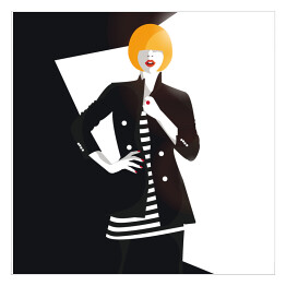 Plakat samoprzylepny Kobieta w czarnej marynarce z guzikami - ilustracja