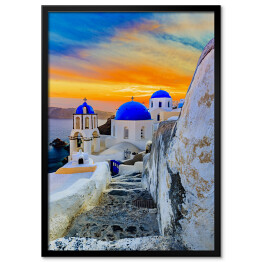 Plakat w ramie Malowniczy widok na Stare Miasto Oia na wyspie Santorini, Grecja