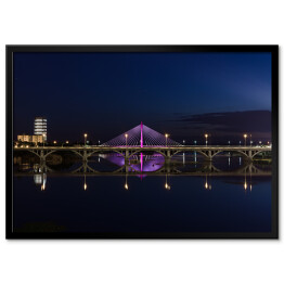 Plakat w ramie Nocny widok miasta Badajoz w Hiszpanii