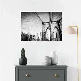 Plakat samoprzylepny Most Brookliński w biało czarnych kolorach