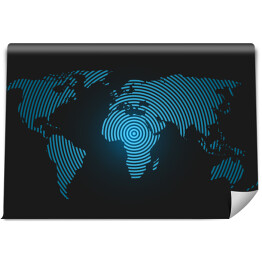 Fototapeta samoprzylepna Mapa świata z błękitnych pierścieni na granatowym tle