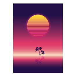 Plakat samoprzylepny Różowy zachód słońca w stylu vaporwave