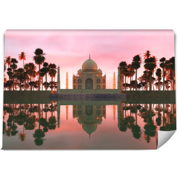 Fototapeta Ilustracja - Taj Mahal otoczone tropikalnymi drzewami