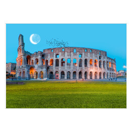 Plakat samoprzylepny Księżyc nad Koloseum w Rzymie, Włochy