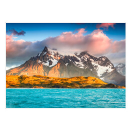 Plakat Różowe niebo nad Torres del Paine, Patagonia, Chile
