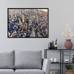 Plakat w ramie Widok z lotu ptaka środek miasta, Manhattan, Nowy Jork