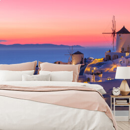 Fototapeta winylowa zmywalna Piękny różowy zmierzch nad Santorini, Grecja