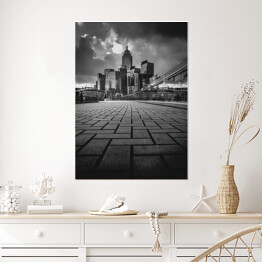 Plakat Drapacze chmur Czarno biały krajobraz miejski