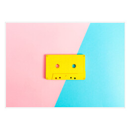 Plakat samoprzylepny Retro żółta kaseta na jasnym tle