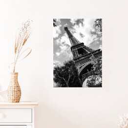 Plakat Paryskie inspiracje. Czarno biała Wieża Eiffla