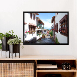 Obraz w ramie Ładna ulica w Pueblito Boyacense, Kolumbia