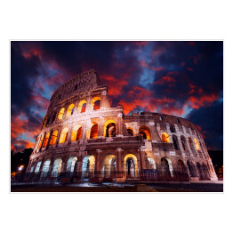 Plakat Koloseum w nocy, Rzym, Włochy