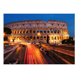 Plakat Koloseum w Rzymie w nocy, efekt long exposure