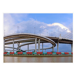Plakat samoprzylepny Panorama dużego mostu Bhumibol w Tajlandii
