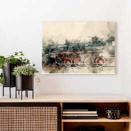 Obraz na płótnie Stare lokomotywy parowe XX wieku - akwarela