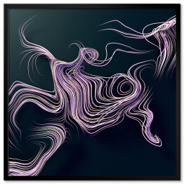 Plakat w ramie Fioletowe abstrakcyjne linie na ciemnym tle 3D