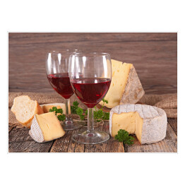 Plakat Wino w kieliszkach i ser