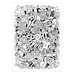 Plakat Ilustracja czarno biała - symbole nawiązujące do sportu