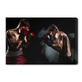 Obraz na płótnie Dwóch profesjonalnych bokserów w półmroku