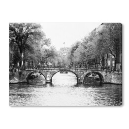 Obraz na płótnie Kanały Amsterdamu w odcieniach szarości